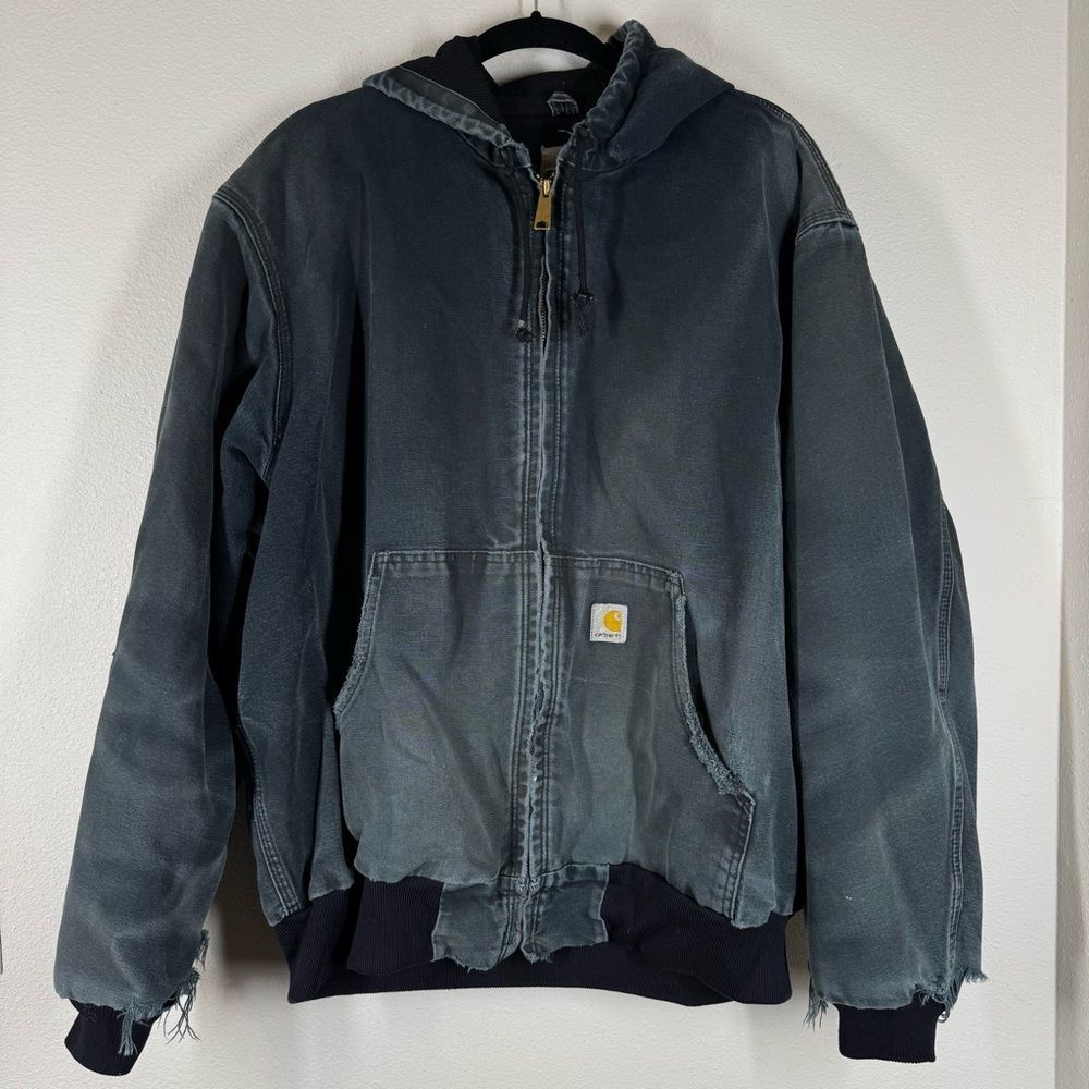Vintage Carhartt Jacket Men XL Faded BLK Thermal Lined Union Made USA Thrashed